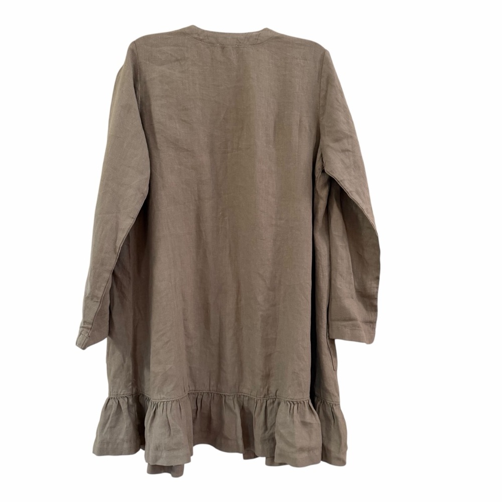 J Jill linen open ruffle hem greenish gray jacket - Picture 3 of 8